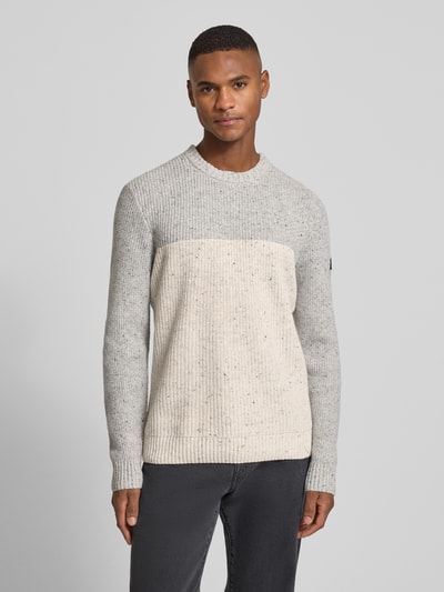 Tom Tailor Regular fit gebreide pullover van katoenmix  Offwhite gemêleerd - 4