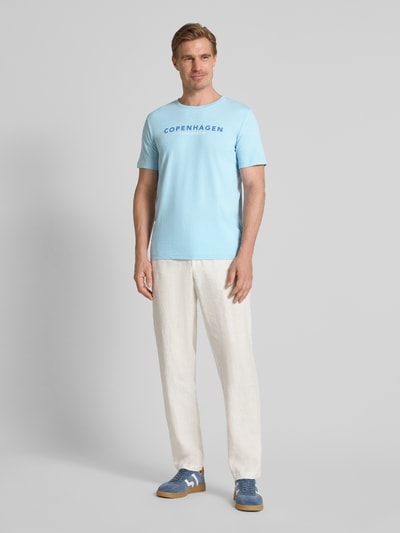 Lindbergh T-shirt met labelprint Lichtblauw - 1