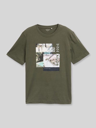 Tom Tailor Regular Fit T-Shirt aus reiner Baumwolle Oliv 2