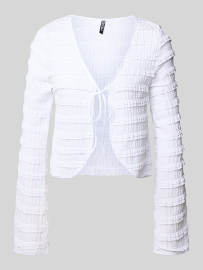 Pieces Regular fit cardigan met kanten details, model 'ANINE' Wit - 2