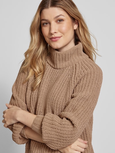 monari Strickpullover mit Stehkragen Modell 'Chenille' Beige 3