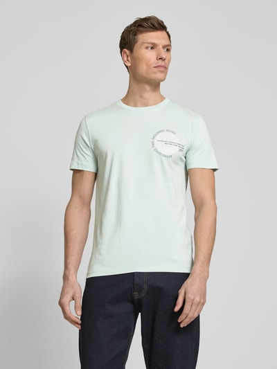 Tom Tailor Denim Regular fit T-shirt met groot labelopschrift Mintgroen - 4