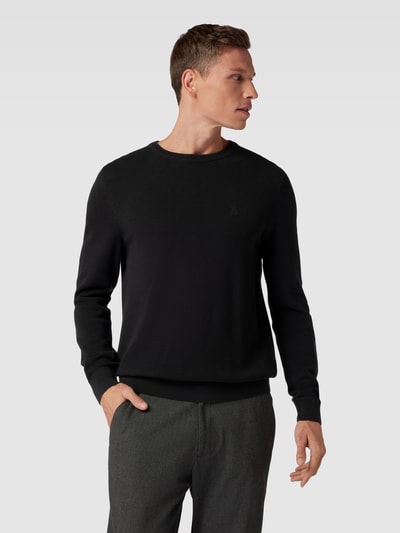 Marc O'Polo Gebreide pullover met labeldetail Zwart - 4