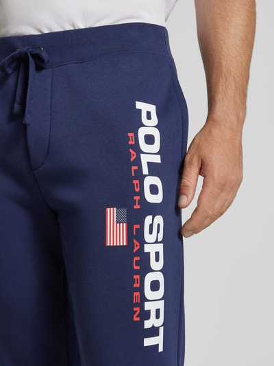 Polo Sport Slim fit sweatpants met labelprint Donkerblauw - 3