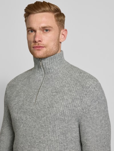 MCNEAL Strickpullover mit Woll-Anteil und Troyer-Kragen Hellgrau Melange 3