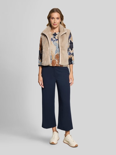 Betty Barclay Relaxed Fit Strickpullover aus Baumwolle mit floralem Muster Beige 1