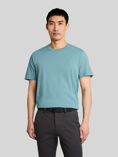 Tom Tailor Regular Fit T-Shirt aus reiner Baumwolle mit Logo-Stitching Blau 4