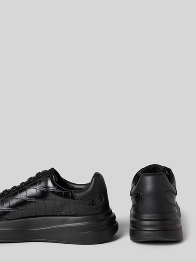 Produktfoto, Sneaker aus Leder-Mix Modell 'Elba' von Guess mit Allover-Schlangen-Prägung, Logo-Applikation, profilierte Sohle, schwarz
