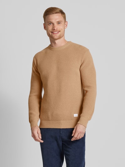 Manuel Ritz Wollen pullover met labelpatch Beige - 4