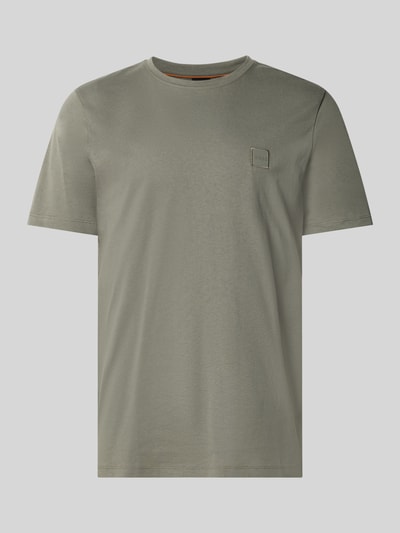 Produktfoto, Regular Fit T-Shirt aus reiner Baumwolle Modell 'TALES' von BOSS Orange in Unifarbe, kurzarm, Label Patch, Jersey-Struktur