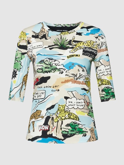 Marc Cain T-Shirt mit Allover-Motiv-Print Petrol 2