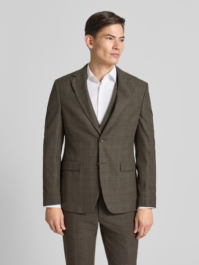 MCNEAL Slim fit 2-knoops colbert met klepzakken Middenbruin - 4