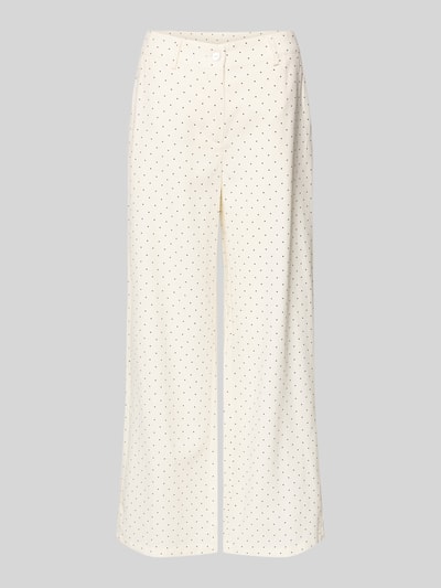 Produktfoto, Wide Leg Pants aus Viskose-Mix mit Eingrifftaschen von FREE/QUENT, cremefarben mit feinem Punktmuster, lockerer Schnitt.
