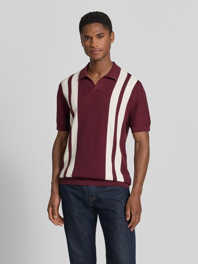 MCNEAL Regular Fit Poloshirt in Strick-Optik Dunkelrot 4
