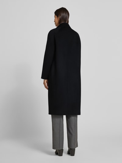 Milano Italy Płaszcz z wełny z kołnierzem z połami Czarny 5