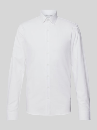 CK Calvin Klein Slim Fit Business-Hemd mit Strukturmuster Modell 'Bari' Weiss 2