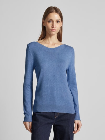 Tom Tailor Slim Fit Strickpullover mit Ripp-Blende Blau 4