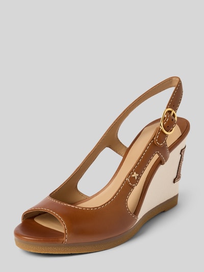 Lauren Ralph Lauren Sandaletten aus Leder mit Label-Detail Modell 'RONI' Cognac 1