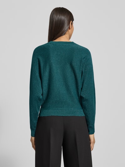 Vero Moda Sweter o kroju relaxed fit z dzianiny z mieszanki wiskozy model ‘HAPPYGLITTER’ Petrol 5