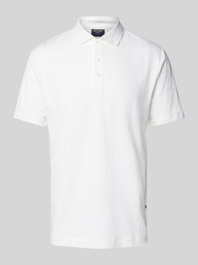OLYMP Level Five Koszulka polo o kroju regular fit z mieszanki lnu i elastanu Biały 2