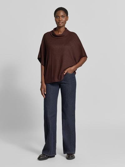 Apricot Strickpullover mit Rollkragen und 1/2-Arm Dunkelbraun 1