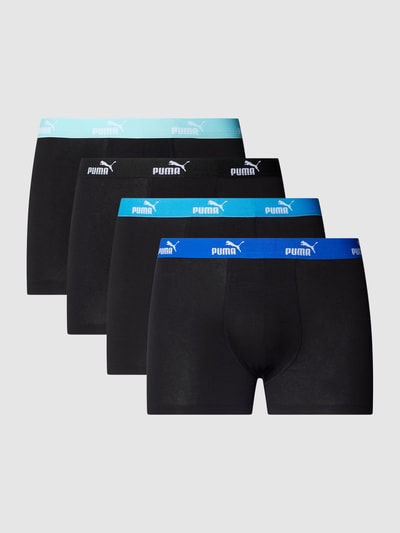 Puma Boxershort met logo in band in een set van 4 stuks, model 'Puma Solid Boxer 4P' Zwart - 2