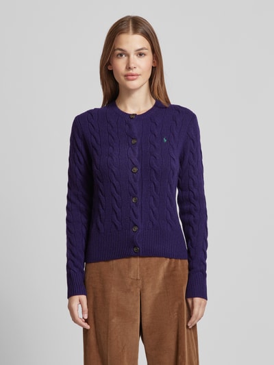 Polo Ralph Lauren Wollcardigan mit Zopfmuster Purple 4