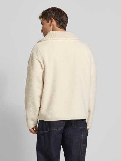 Lacoste Relaxed fit sweatshirt met schipperskraag van warme fleece Offwhite - 5