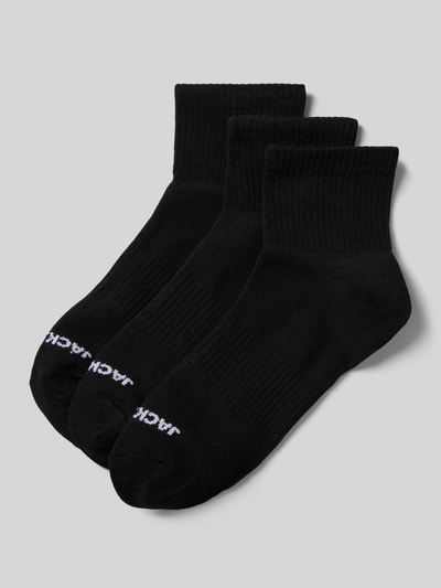 Jack & Jones Sokken met labelprint in een set van 3 paar, model 'LUCA' Zwart - 1