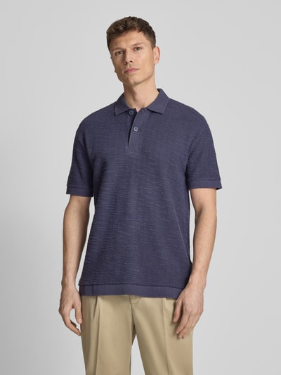 Marc O'Polo Relaxed Fit Poloshirt aus Baumwoll-Mix Dunkelblau 4