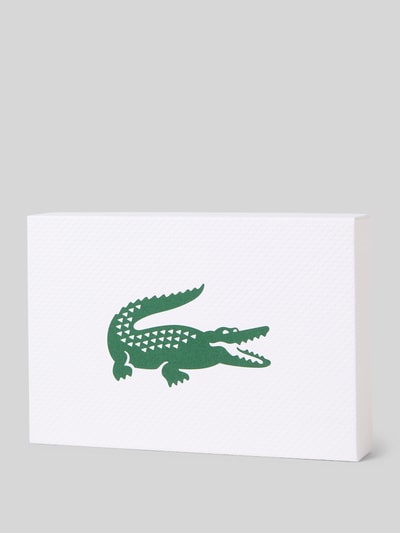 Produktfoto, Portemonnaie aus echtem Rindsleder von Lacoste, unifarbene Glattlederoptik, rechteckige Form, Kartenfächer, Logo-Applikation.