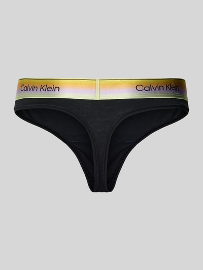 Produktfoto, String aus Baumwoll-Mix von Calvin Klein Underwear, Optik: Unifarben, Label-Bund, Bundabschluss: Elastisch