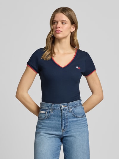 Tommy Jeans Slim Fit T-Shirt aus Baumwoll-Mix Marine 4
