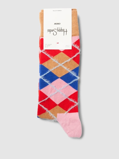 Happy Socks Socken mit Karomuster Modell 'Argyle' Pink 3