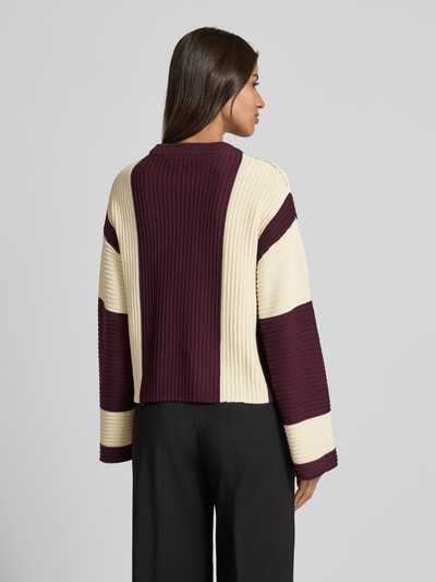 Vero Moda Sweter z dzianiny o kroju regular fit z mieszanki bawełny model ‘GIGI’ Ciemnoczerwony 5