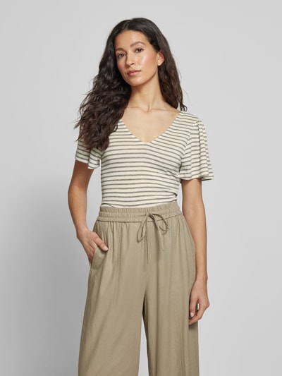 Vero Moda Regular fit T-shirt van viscosemix, model 'GINA' Offwhite - 4