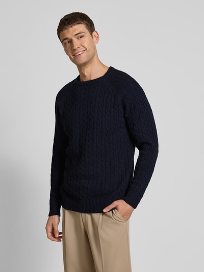 Lindbergh Gebreide pullover met ribboorden Donkerblauw - 4