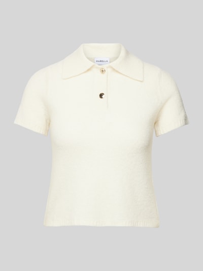 Marella Wollen shirt met platte kraag, model 'OCARINA' Offwhite - 2