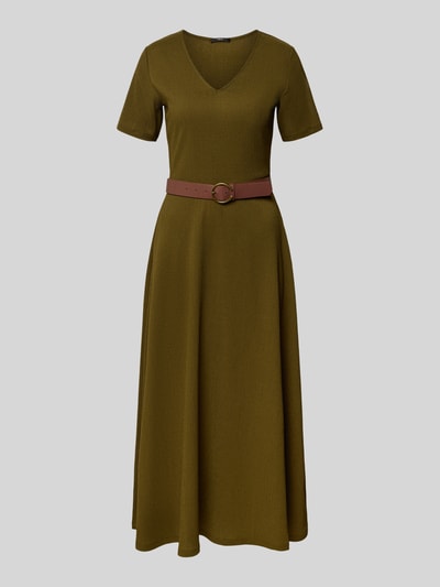Zero Midikleid mit V-Ausschnitt und Gürtel Oliv 2