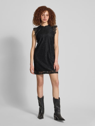 Pieces Sukienka z koronki o kroju regular fit z falistym brzegiem model ‘OLLINE’ Czarny 1