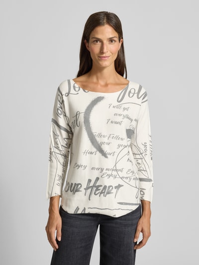 ZABAIONE Longsleeve mit 3/4- Arm und Statement-Print Offwhite 4