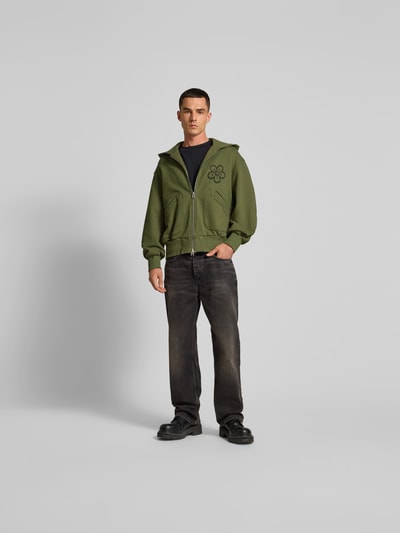 Kenzo Regular Fit Sweatjacke mit Logo-Print Khaki 1