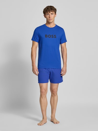 BOSS Relaxed fit zwembroek met labelprint, model 'Iconic' Koningsblauw - 1