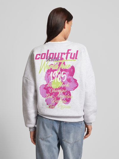 Colourful Rebel Sweatshirt met labelprint Lichtgrijs - 5