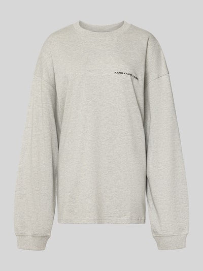 Karo Kauer Oversized Longsleeve mit Label-Print Hellgrau 2