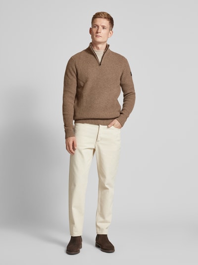 ECOALF Gebreide pullover met opstaande kraag, model 'DRAGOALF' Camel - 1