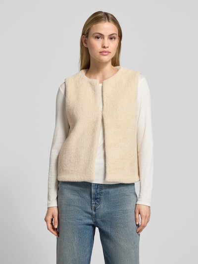Tom Tailor Regular fit gilet in de look van imitatiebont Zand - 4