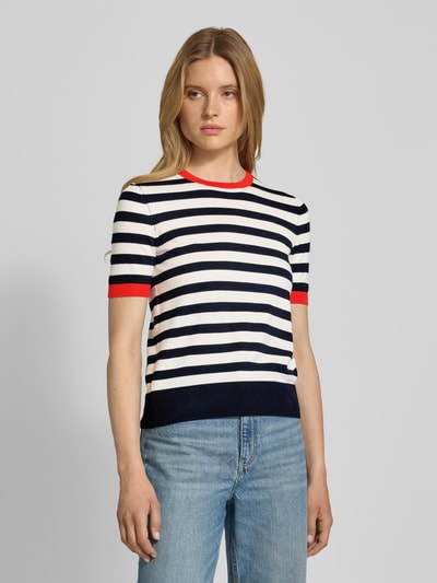 Jake*s Casual Strickshirt aus Viskose-Mix mit Streifenmuster Marine 4