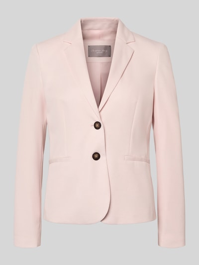 Produktfoto, Regular Fit Blazer mit Reverskragen von Christian Berg Woman Selection, jasnoróżowy, gładki, z kieszeniami z wypustką, zapięcie na dwa guziki, materiał z domieszką wiskozy, krój regular fit, długość tyłu w rozmiarze 36: 58 cm, szerokość w rozmiarze 36: 43 cm, długość rękawa w rozmiarze 36: 63 cm