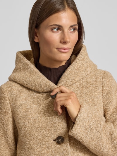 Fuchs Schmitt Regular fit lange jas met scheerwol Camel gemêleerd - 3